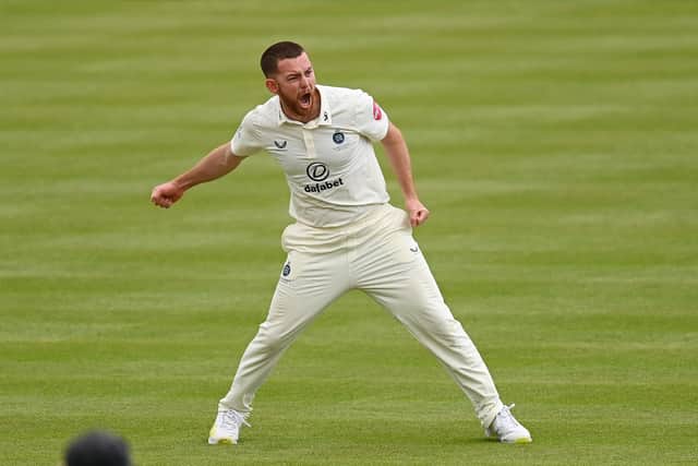 Ryan Higgins tormented Yorkshire with his medium pace and took full advantage of the return of the Dukes ball. Photo by Alex Davidson/Getty Images.
