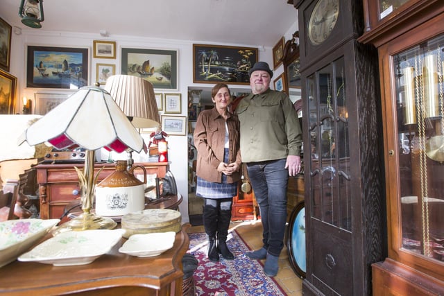 Barrie Naylor, pictured here with Karen Hodgson, has made several appearances on BBC's Flog It and Antiques Road Trip shows.