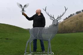 Wire sculptor Richard Gibson, at home in Thixendale.