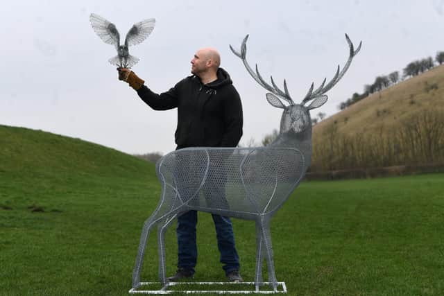Wire sculptor Richard Gibson, at home in Thixendale.
