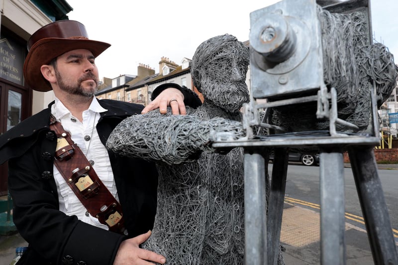 Admiring one of Whitby's sculptures  pic Richard Ponter