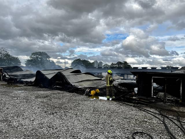 Firefighters tackled a fire in Boroughbridge over the weekend which killed over 32,000 chickens (Credit: Tony Walker)