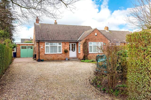 This three-bedroom detached bungalow on Yapham Road, Pocklington, is £350,000 with www.clubleys.com
