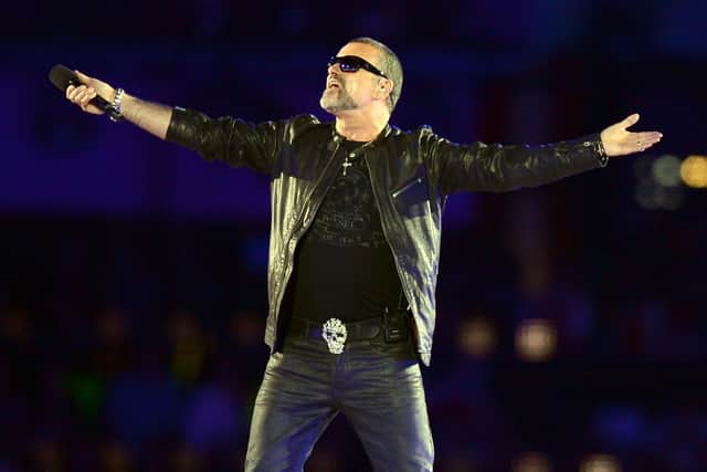 George Michael performing during the Closing Ceremony at the Olympic Stadium, on the final day of the London 2012 Olympics. Picture: Tony Marshall/PA Wire.