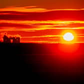 A sunrise behind Drax power station near Selby.