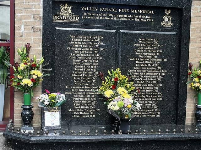 MEMORIAL: Valley Parade commemorates the victims of 1985 Bradford fire disaster