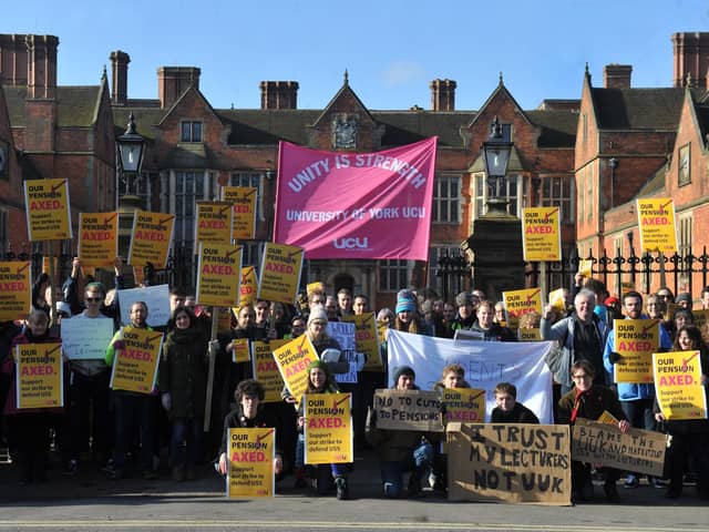 A protest at the University of York campus