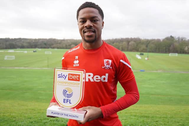 WINNER: Middlesbrough's Chuba Akpom with his Championship player of the month award for December