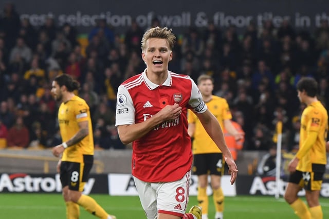 The Norwegian scored both goals against Wolves last weekend as Arsenal took full advantage of Man City's loss to Brentford. Those strikes took his league tally to the season for six while he also has two assists.