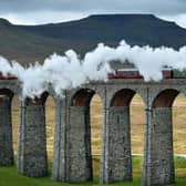 Flying Scotsman crossing the Ribblehead Viaduct in the shadow of Ingleborough in 2017. Picture by Bruce Rollinson.