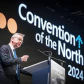 Secretary of State for Levelling Up, Housing and Communities, Michael Gove addresses the Convention of the North, an annual gathering of Northern business, political and civic leaders, including mayors of northern cities, at the Royal Armouries in Leeds. Picture: Danny Lawson/PA Wire