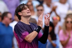 BLASTING THROUGH: Jack Draper of Great Britain celebrates after defeating Tomas Machac to reach the US Open quarter-finals. Picture: Sarah Stier/Getty Images