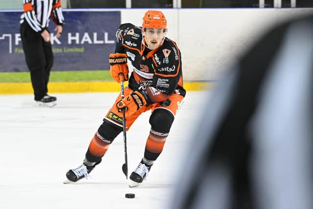 FINISHING SCHOOL: Dominic Cormier made sure of the Challenge Cup win over Manchester Storm with Sheffield Steelers' fourth goal at Ice Sheffield on Wednesday. Picture courtesy of Dean Woolley/Steelers Media