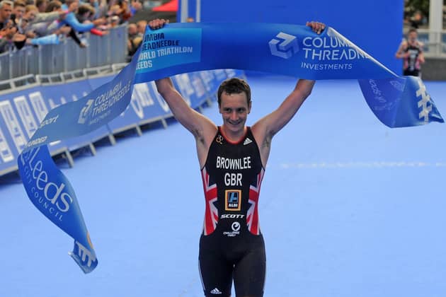 Welcome home: Alistair Brownlee crosses the line to win the ITU World Series event in his home city of Leeds for a second time. Next year he is ambassador for the UK Corporate Games in the city. (Picture: Tony Johnson)