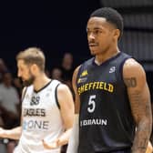 Sheffield Sharks' Jalon Pipkins scored an outrageous basket in the team's win over Leicester Riders at the Canon Medical Arena (Picture: Tony Johnson)