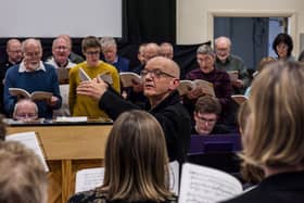 British composer Bob Chilcott rehearsing his masterpiece Circlesong with Harrogate Choral Society. Picture: Ernesto Rogata
