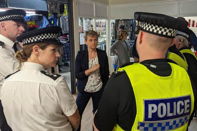 Yvette Cooper meets officers in Castleford