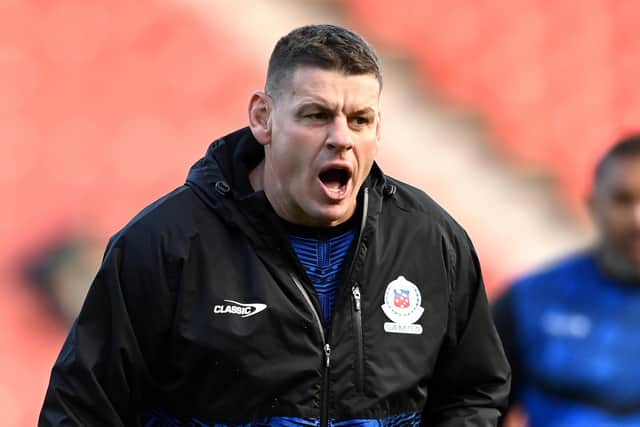 Lee Radford ahead of Samoa's group game against Greece. (Photo by Gareth Copley/Getty Images)