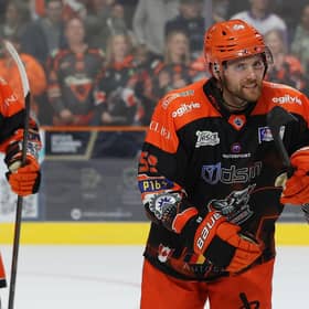 WORK IT OUT: Sheffield Steelers' defenceman, Macoy Erkamps. Picture: Hayley Roberts/Steelers Media.
