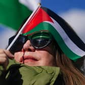 A person taking part in Stop the Genocide in Gaza national demonstration in central London. PIC: Victoria Jones/PA Wire