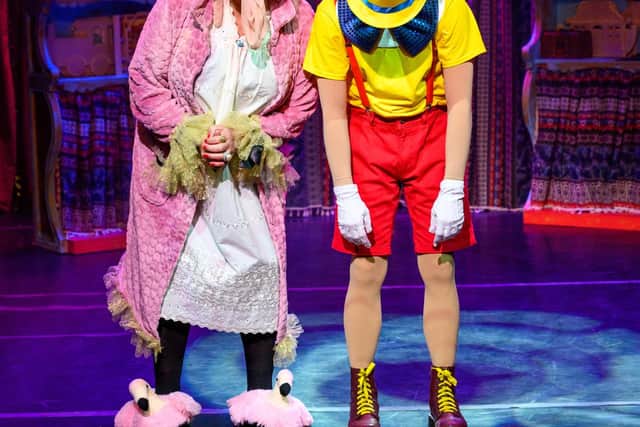 Dame Nick O'Connor and Pinocchio played by Marcus Jones