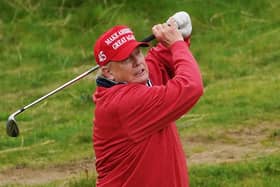 Former US president Donald Trump on the 15th hole at Trump International Golf Links & Hotel in Doonbeg. PIC: Brian Lawless/PA Wire
