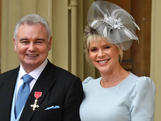 Eamonn Holmes, with his wife Ruth Langsford, after being awarded an OBE for services to broadcasting. (Photo by John Stillwell - WPA Pool/Getty Images)