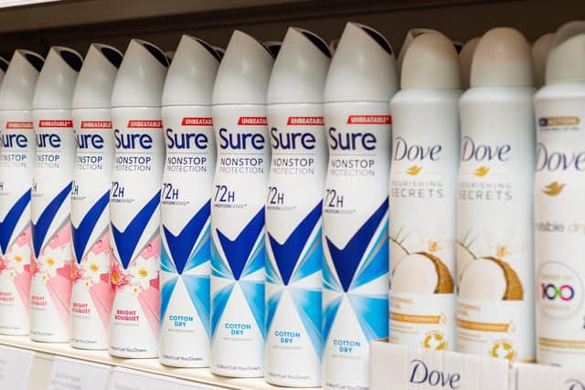 Library image of Sure and Dove products which are made by Unilever. (Photo supplied by PA)