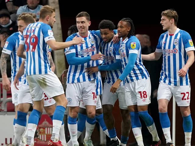 GREAT LEVELLER: Huddersfield Town's Josh Koroma celebrates scoring his side's equalising against hosts Sunderland at the Stadium of Light Picture: Owen Humphreys/PA