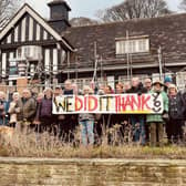 Campaigners celebrating the Rose Garden Cafe partial reopening in December 2022. They are now hoping to form a partnership with Sheffield City Council to restore the building. Picture: Andy Kershaw 