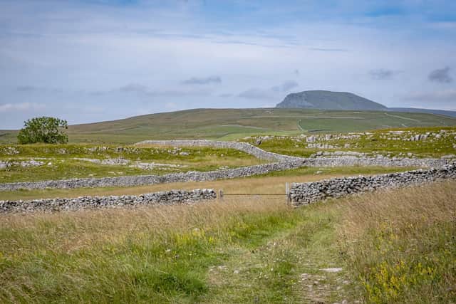Scenic circular walk from Stainforth near Settle to Catrigg Force and back taking in views of Cravendale barnes and limestone pavements near Winskill.