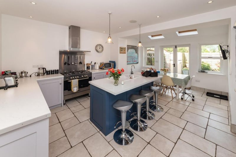 The property was extended at the rear to create a large kitchen and dining area