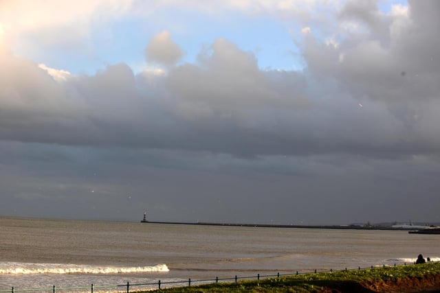 The sky turned dark over Wearside as Storm Dudley arrived in Sunderland.