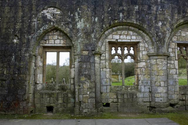 Interior walls show evidence of alterations to the windows in the ruins of St Martin' s Church at the deserted medieval village of Wharram Percy. The village was continuously occupied for six centuries before it was abandoned soon after 1500.  Picture Tony Johnson