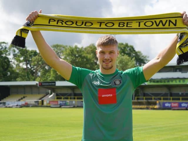 New Harrogate Town keeper Lewis Thomas, who has joined on a one-year deal from Burnley. Picture courtesy of Harrogate Town AFC.