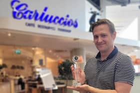 Ivor Dolinsek, Carluccio's Meadowhall general manager, with the restaurant's British Restaurant Awards trophy for 'Best Restaurant in Sheffield'. (Photo courtesy of Carluccio's)