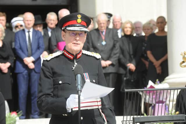 Lord Lieutenant of West Yorkshire Ed Anderson at the Proclamation for King Charles III  at Leeds Civic Hall. Photo: Steve Riding