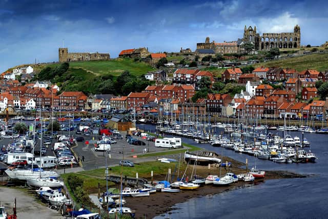 Whitby located on the north east coast of England to the south of the Tees and north of the Humber. One of the towns most prominent landmarks is the abbey ruins situated at the top of the East Cliff, the town's oldest and most prominent landmark, and for centuries a navigational aid of sailors and inspiration Bram Stoker's Dracula story.