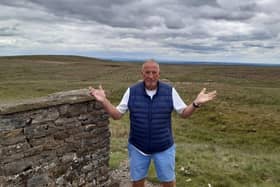 Ian Botham at the site of the proposed Hope Moor Wind Farm on the edge of the Yorkshire Dales National Park. Photo: Hope Moor Wind Farm Action Group.