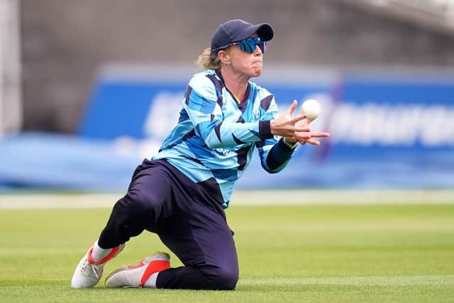 CATCH US WHILE YOU CAN: Northern Diamonds Lauren Winfield-Hill takes the catch to dismiss Central Sparks' Erin Burns during the Charlotte Edwards Cup match at Edgbaston on Tuesday. Picture: Nick Potts/PA