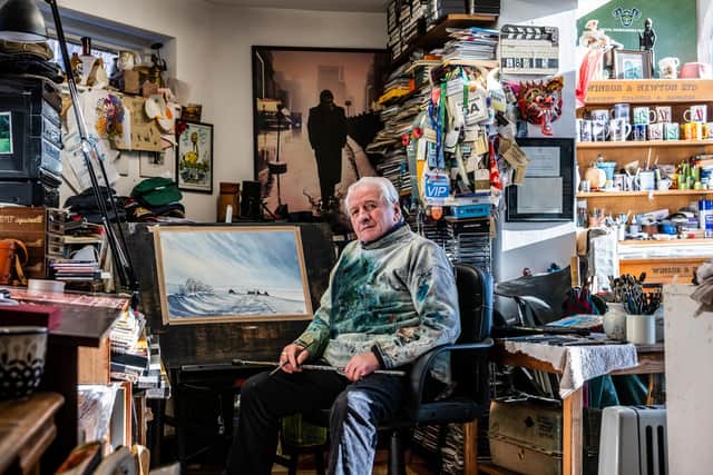 Yorkshire Artist Ashley Jackson, aged 82, of Holmfirth, West Yorkshire, who is celebrating his 60th Anniversary as an artist with a forthcoming exhibition of his work to be shown at his gallery in Holmfirth.
Picture James Hardisty
