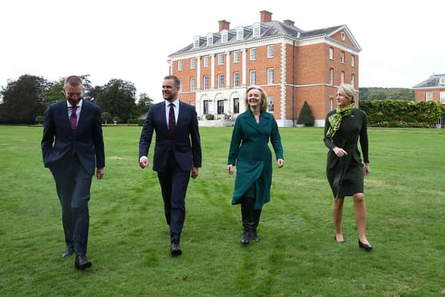 Then Foreign Secretary Liz Truss (second right) meeting with the three Baltic Foreign Ministers Edgars Rinkvis (left), Minister of Foreign Affairs of Latvia, Gabrielius Landsbergis, Minister of Foreign Affairs of the Republic of Lithuania and Eva-Maria Liimets (right), Minister of Foreign Affairs of the Republic of Estonia at Chevening House in Kent two years ago.