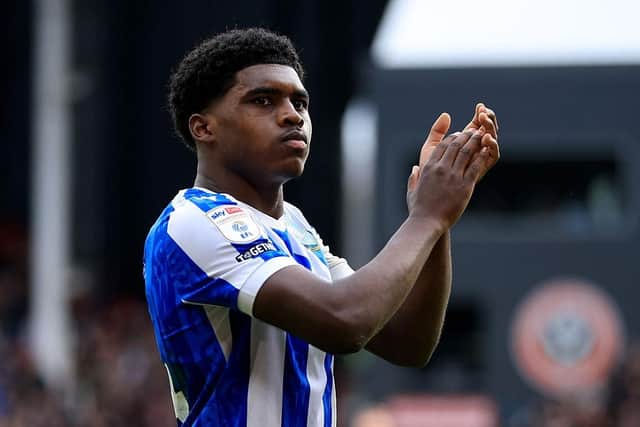 SHEFFIELD, ENGLAND - FEBRUARY 22: Jaden Heskey of Sheffield Wednesday applauds the fans after his teams defeat to Sheffield United, resulting in his sides relegation to League 1, following the Sky Bet Championship match between Sheffield United and Sheffield Wednesday at Bramall Lane on February 22, 2026 in Sheffield, England. (Photo by Cameron Smith/Getty Images)