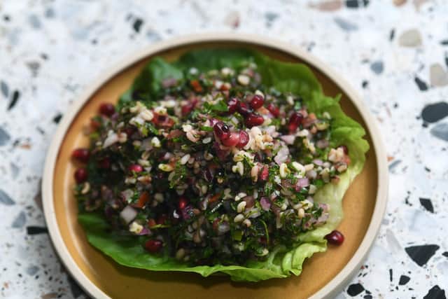 Tabbouleh with pomegranate.