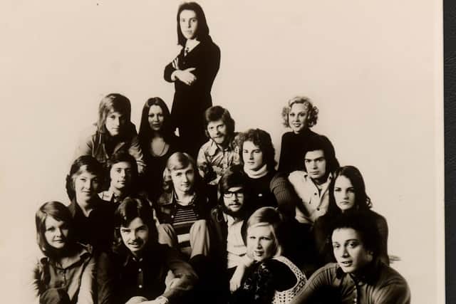 Russell Eaton, front second from left, pictured with the Vidal Sassoon Manchester team in the early 1970s. "This is the original Manchester team that opened Vidal Sassoon at 19 King Street," says Russell. "I don’t know what happened to all that thick, dark hair."