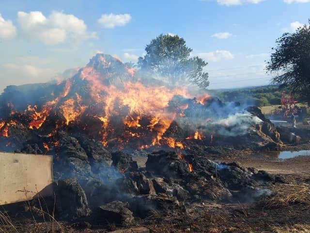 Residents were advised to close windows and doors as four large haystacks burned. Picture: West Yorkshire Fire and Rescue Service