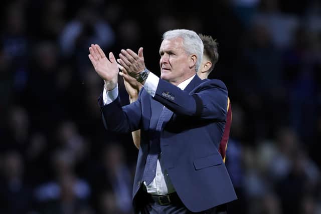 Bradford City manager Mark Hughes applauds the fans following the Sky Bet League Two play-off semi-final first leg match at the University of Bradford Stadium, Bradford. Picture date: Sunday May 14, 2023. PA Photo. See PA story SOCCER Bradford. Photo credit should read: Richard Sellers/PA Wire.

RESTRICTIONS: EDITORIAL USE ONLY No use with unauthorised audio, video, data, fixture lists, club/league logos or "live" services. Online in-match use limited to 120 images, no video emulation. No use in betting, games or single club/league/player publications.