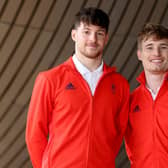 Anthony Harding (L) and Jack Laugher (R) of Team GB pose for photographs during the Team GB diving squad announcement at Queen Elizabeth Olympic Park on May 06, 2024 (Picture: Tom Dulat/Getty Images)