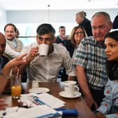Rishi Sunak and his wife Akshata Murty attend a Conservative general election campaign event in Stanmore,