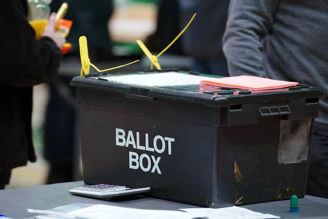 A ballot box arrives as polls close and counting begins at the Rochdale by-election. PIC: Peter Byrne/PA Wire